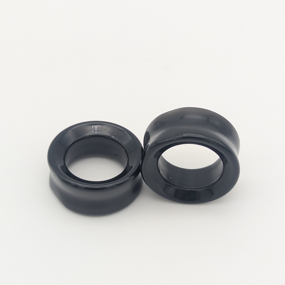 Pair of Double Flare Black Tunnels Plugs Gauges, Size 9/16" (14mm)